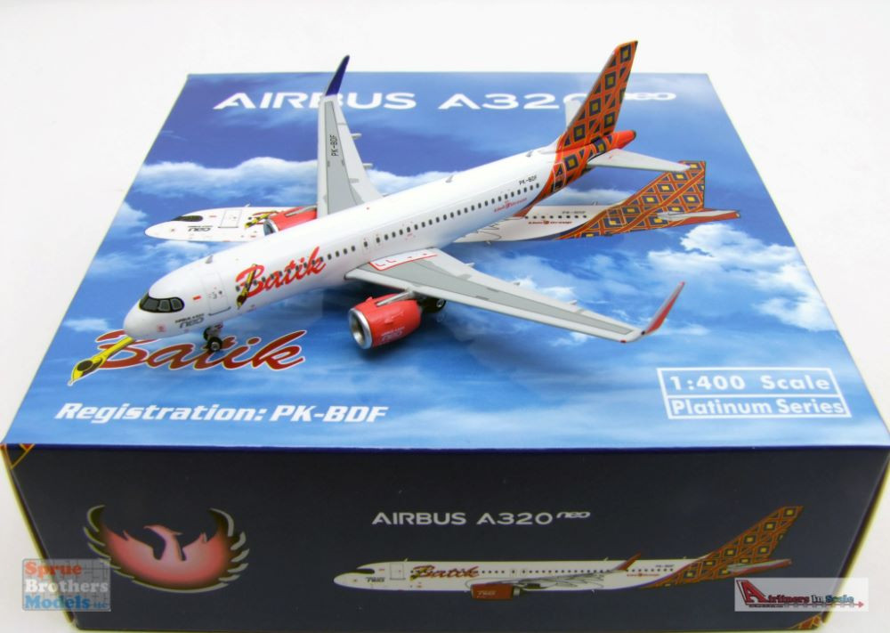 PHX11656 1:400 Phoenix Model Batik Air Airbus A320neo Reg #PK-BDF