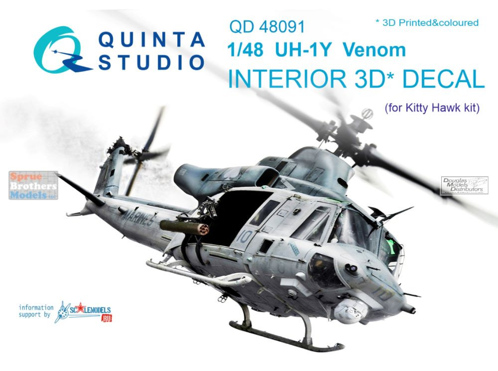 QTSQD48091 1:48 Quinta Studio Interior 3D Decal - UH-1Y Huey Venom