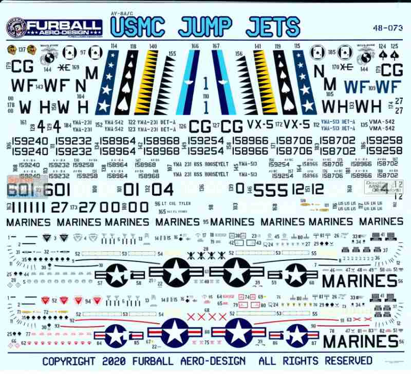 FUR48073 1:48 Furball Aero Design AV-8A AV-8C Harrier 'USMC Jump