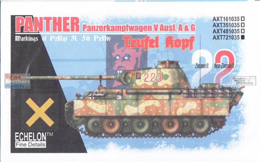 Ech 1 72 Echelon Panther Ausf A G 31 Pz Rgt 5 Pz Div Panthers Sprue Brothers Models Llc