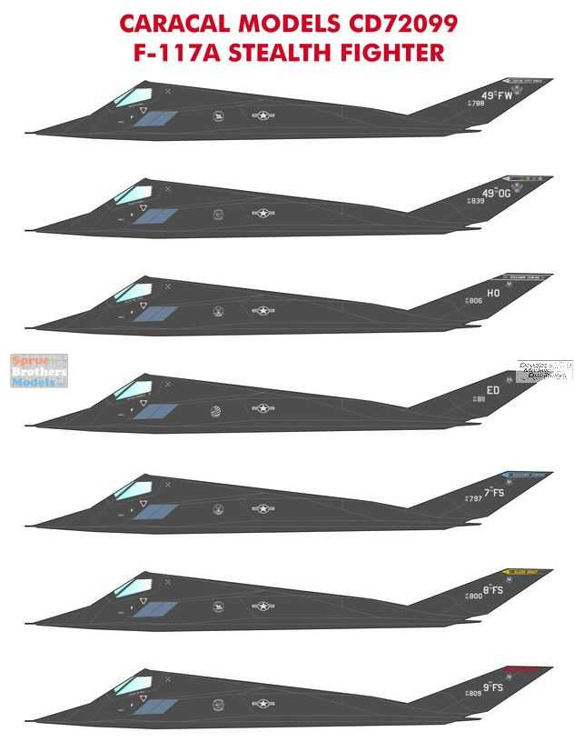 CARCD72099 1:72 Caracal Models Decals - F-117 Nighthawk - Sprue