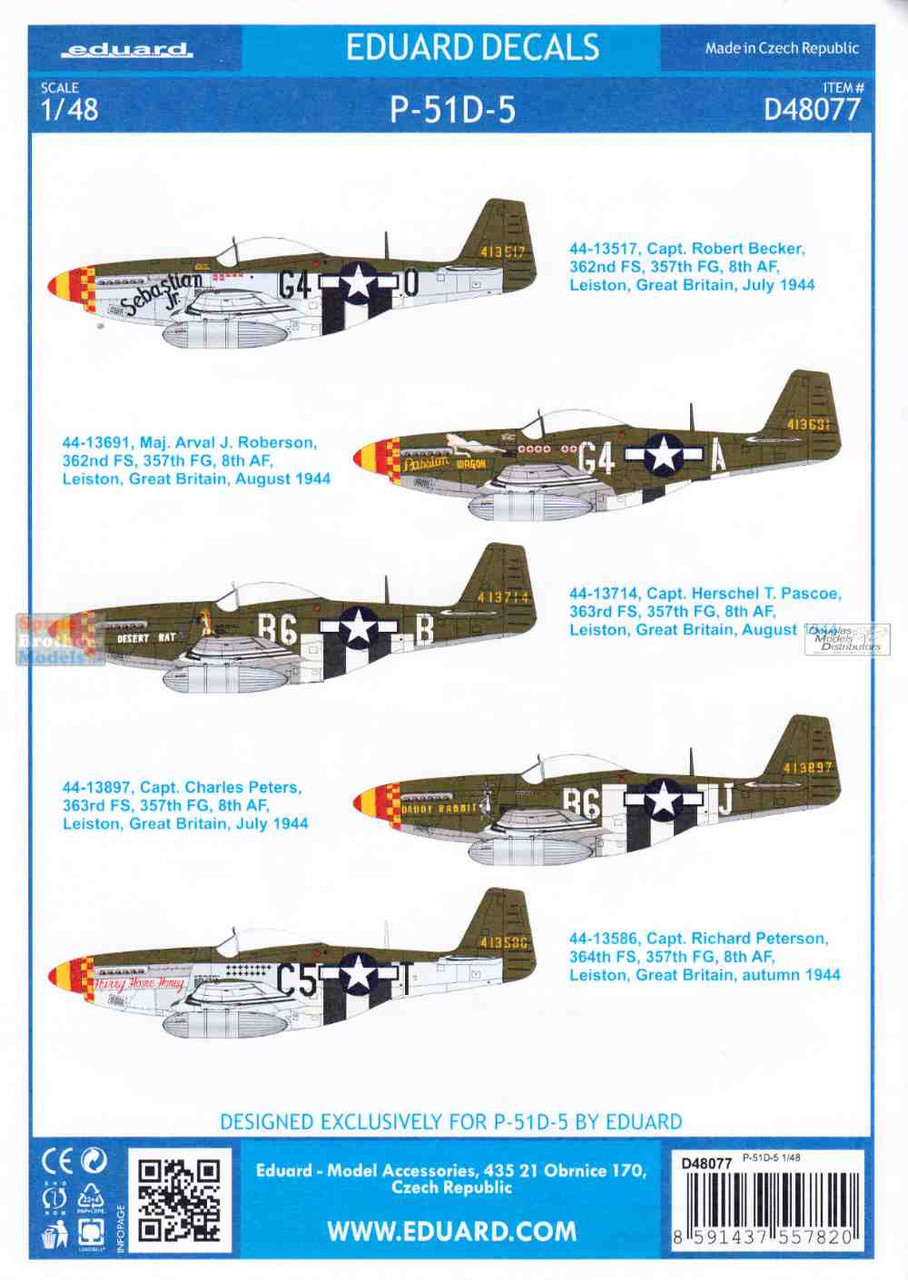 EDUD48077 1:48 Eduard Decals - P-51D-5 Mustang - Sprue Brothers