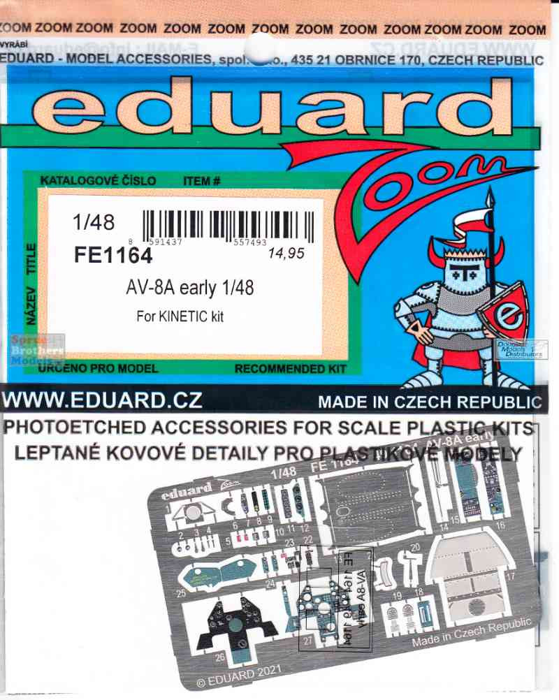 EDUFE1164 1:48 Eduard Color Zoom PE - AV-8A Harrier Early (KIN kit