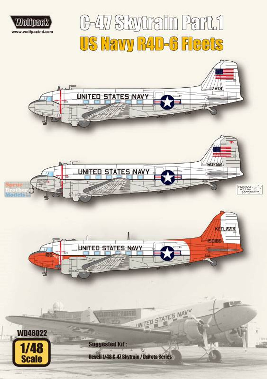 WPDDEC48022 1:48 Wolfpack Decal - C-47 Skytrain Part 1: US Navy R4D-6 Fleets