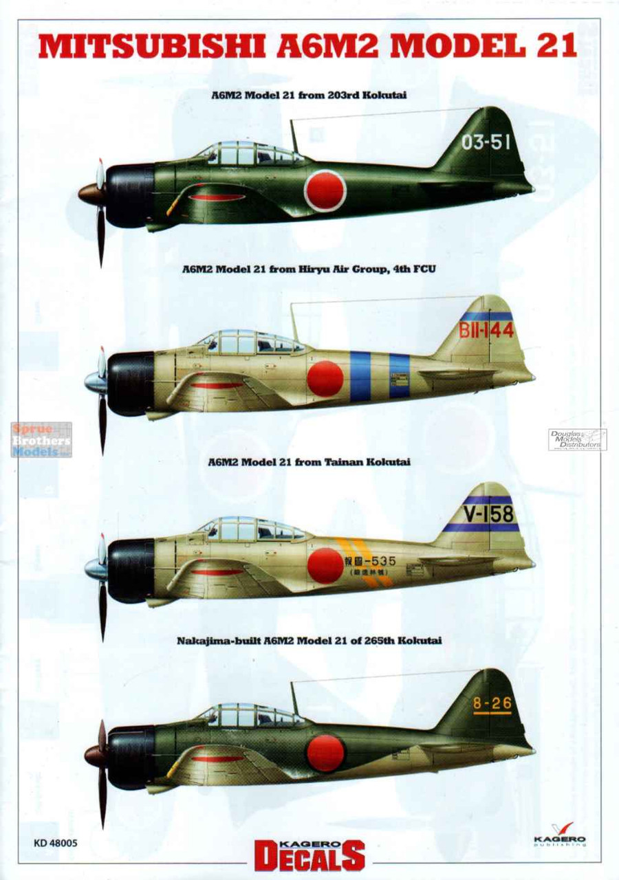 KAGKD48005 1:48 Kagero Decals - A6M2 Model 21 Zero - Sprue
