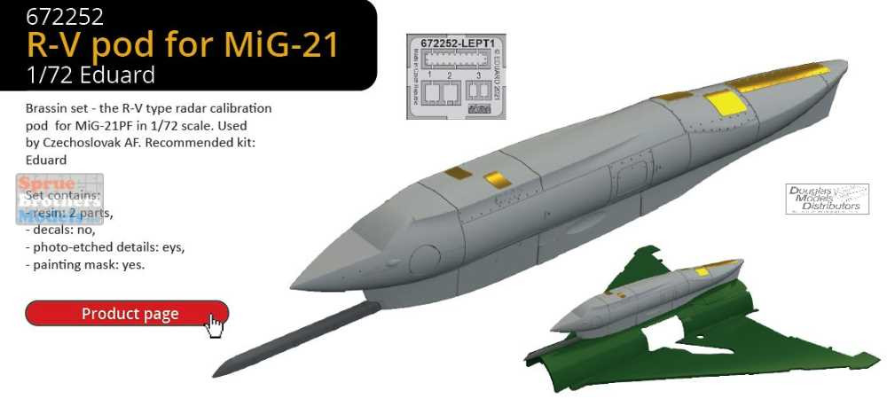 EDU672252 1:72 Eduard Brassin R-V Pod for MiG-21 (EDU kit) - Sprue