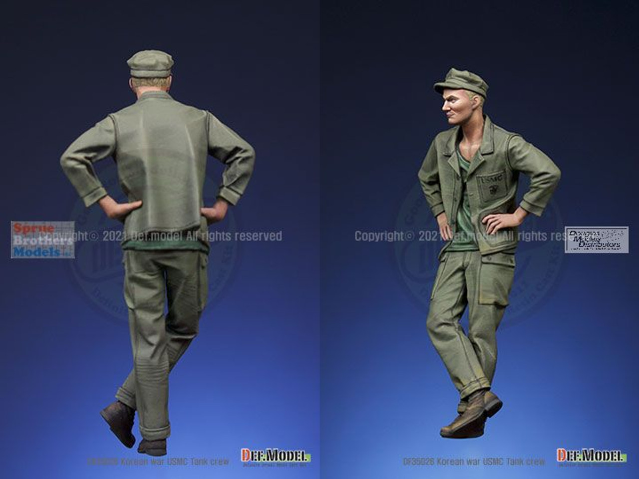 DEFDF35026 1:35 DEF Model Figure - USMC Tank Crew Korea 1950