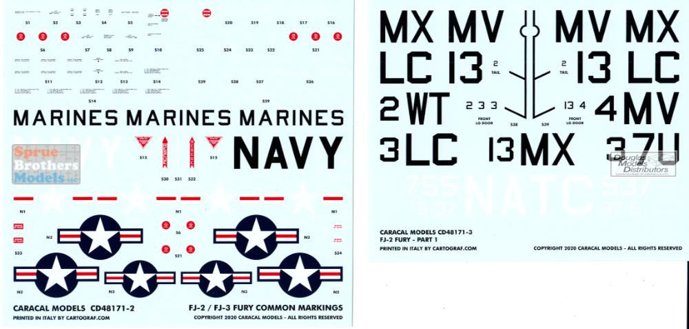 Carcd 1 48 Caracal Models Decals Fj 2 Fury Part 1 Sprue Brothers Models Llc