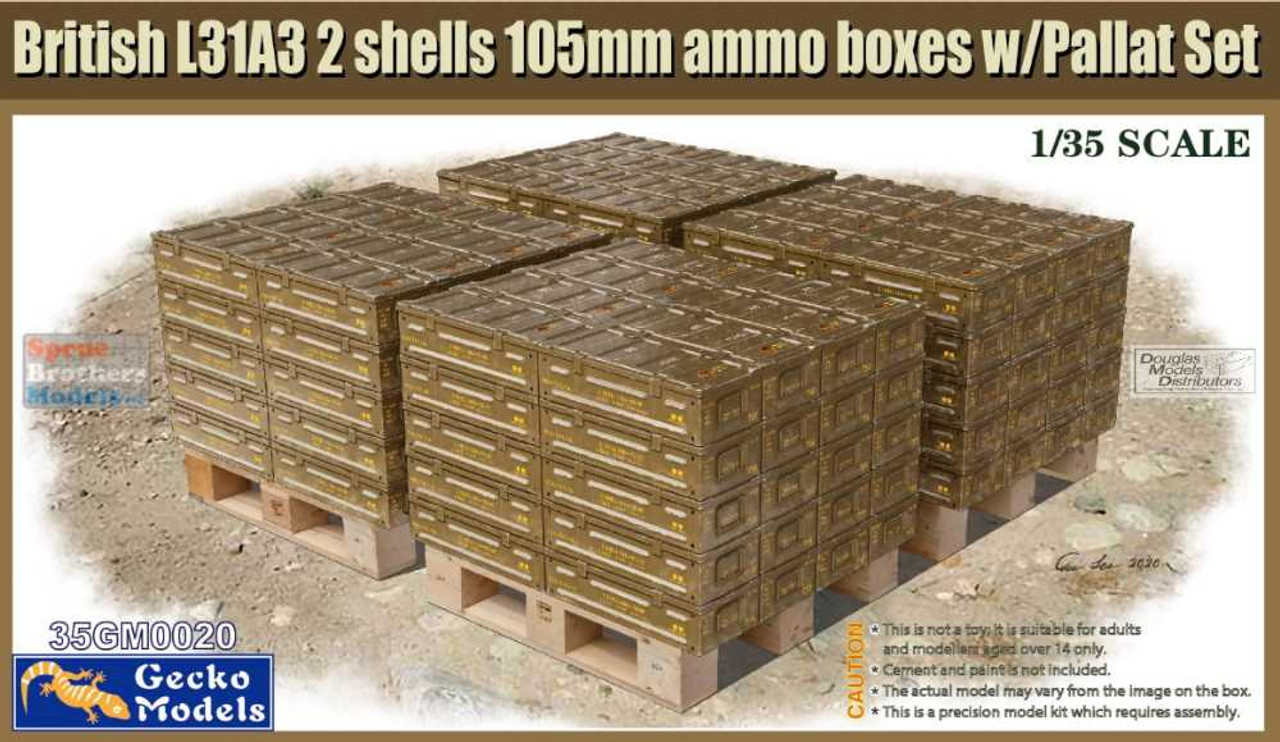 GKM35GM0020 1:35 Gecko Models British L31A3 2 Shells 105mm Ammo