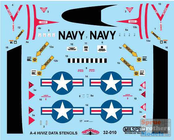 AOA Decals 1/48 A-4 Skyhawk Airframe Stencils – High-Viz – Fits A-4B, C, E, F – 48-004