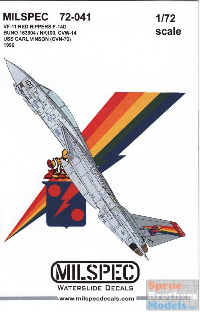 CAMMS72041 1:72 MilSpec Decals - F-14D Tomcat VF-11 Red Rippers