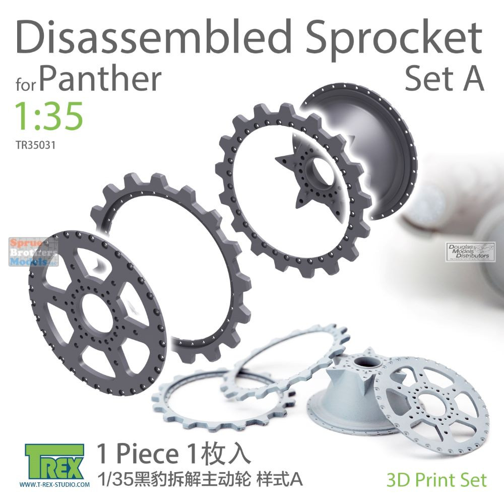 TRXTR35031 1:35 TRex - Disassembled Panther Sprocket Set A - Sprue