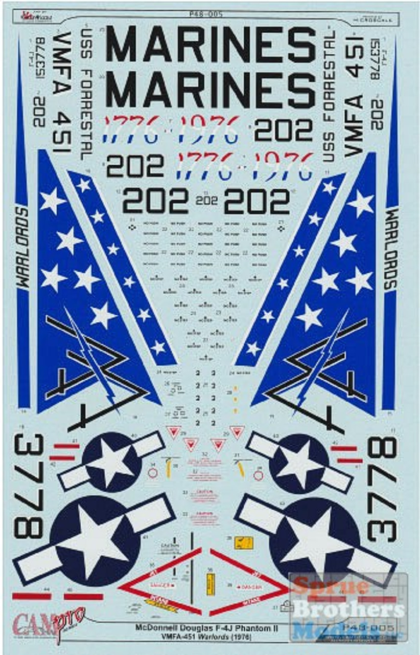 CAMP48005 1:48 CAM Pro Decals - F-4J Phantom II VMFA-451