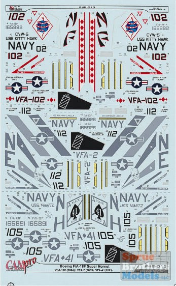 CAMP48013 1:48 CAM Pro Decals - F-18F Super Hornet VFA-102