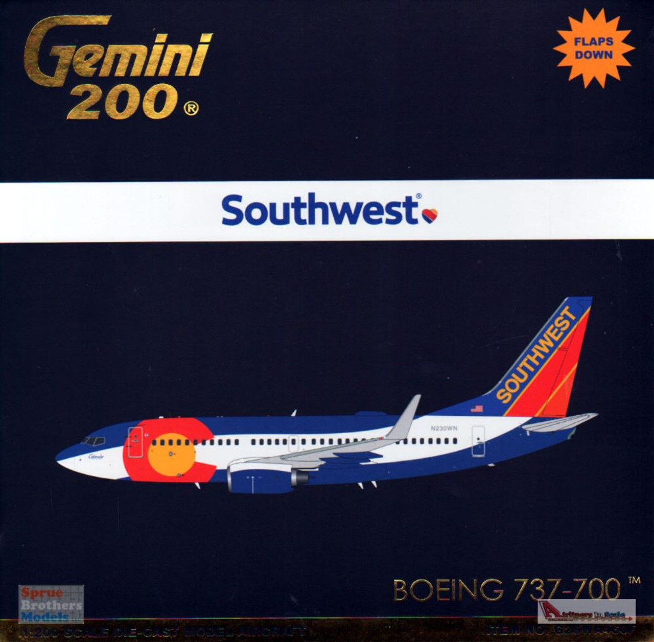 GEMG20460F 1:200 Gemini Jets Southwest Airlines Boeing 737-700 Reg #N230WN  'Colorado One' Flaps Down Version (pre-painted/pre-built)