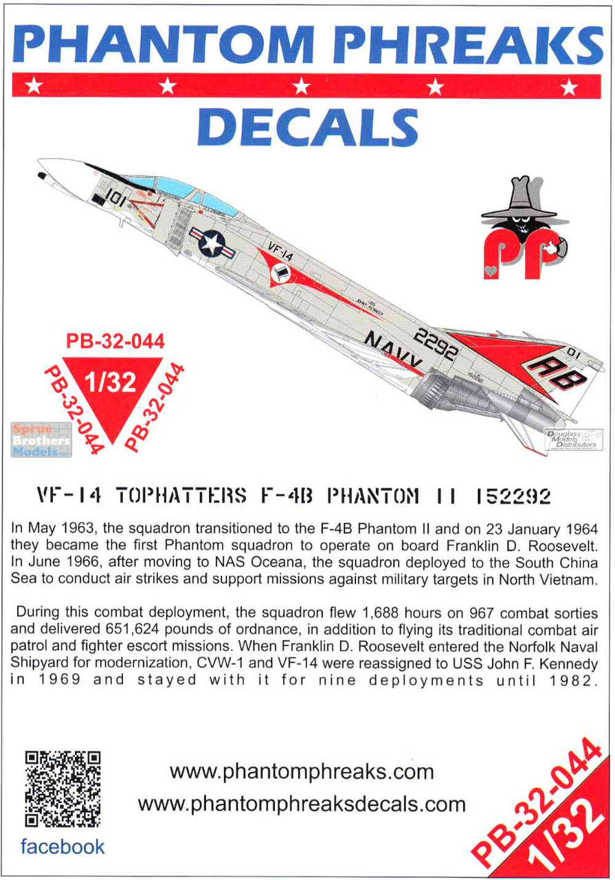 PPD32044 1:32 Phantom Phreaks Decals - F-4B Phantom II VF-14