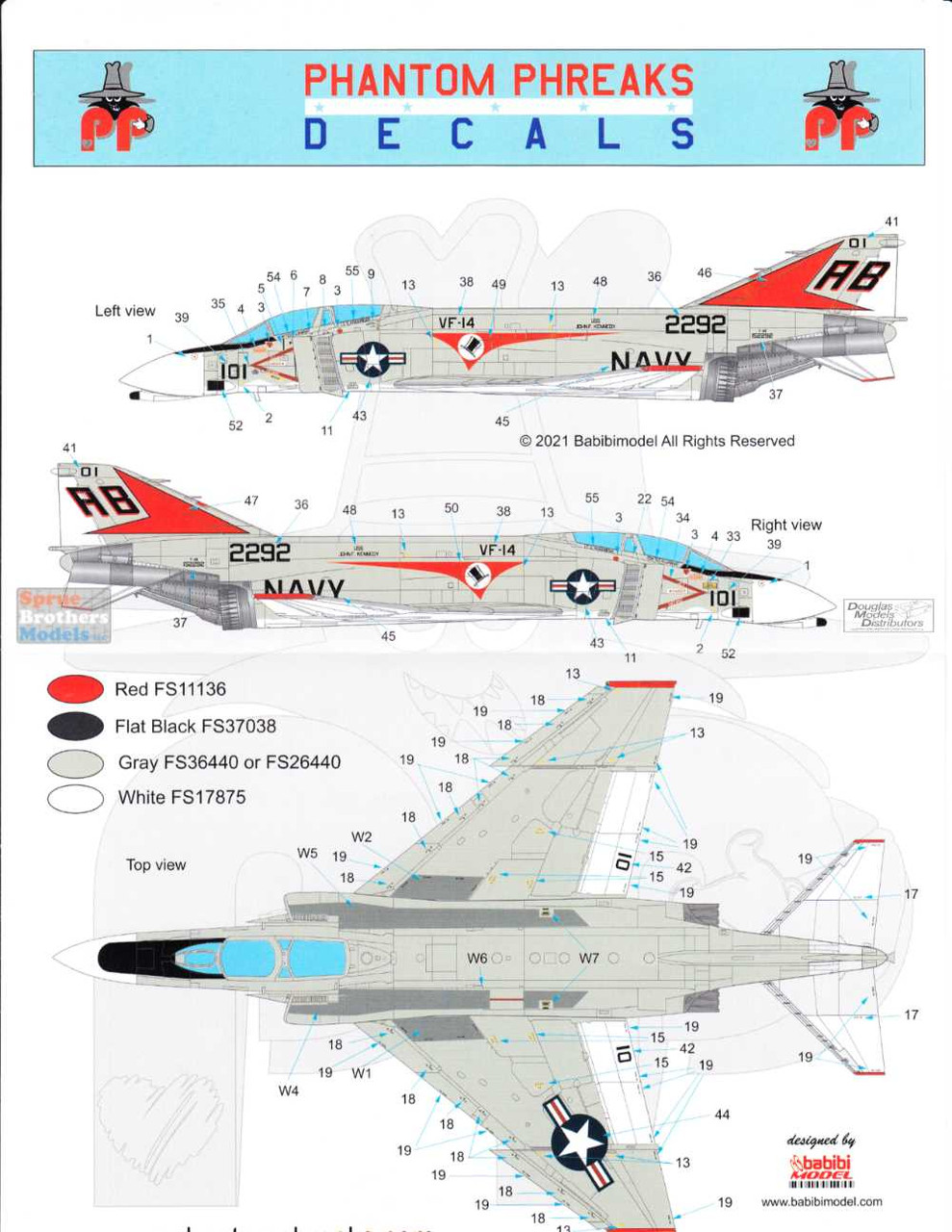 PPD32044 1:32 Phantom Phreaks Decals - F-4B Phantom II VF-14