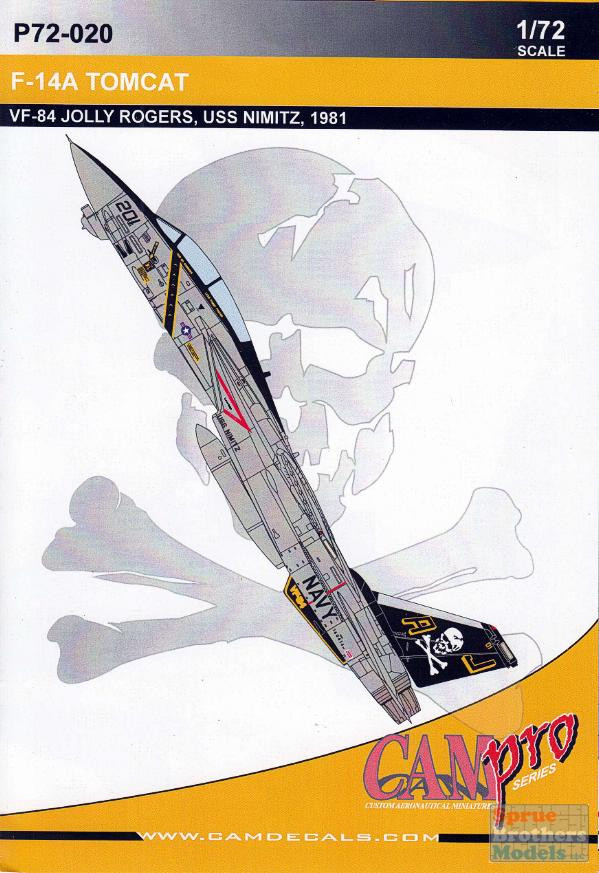 CAMP72020 1:72 CAM Pro Decals - F-14A Tomcat VF-84 Jolly Rogers