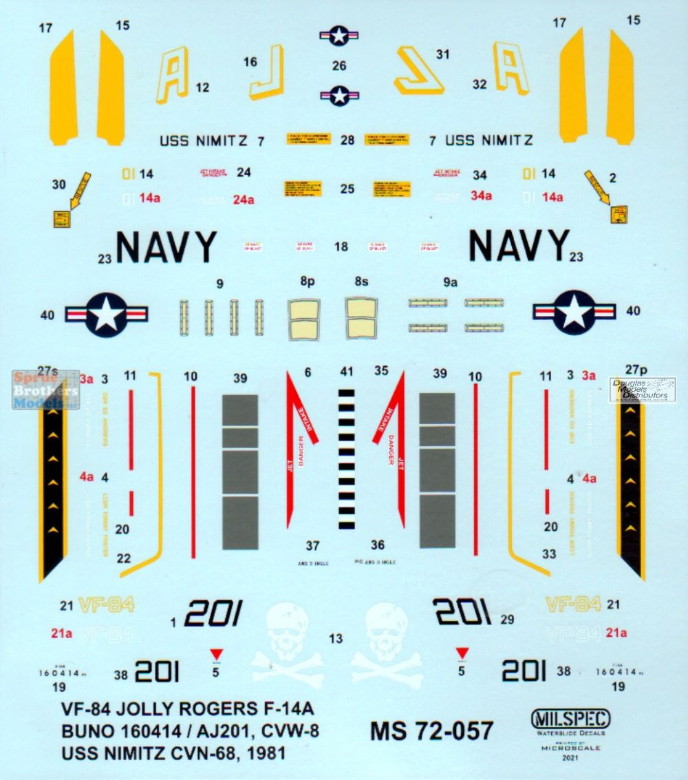 CAMMS72057 1:72 MilSpec Decals - F-14A Tomcat VF-84 Jolly Rogers