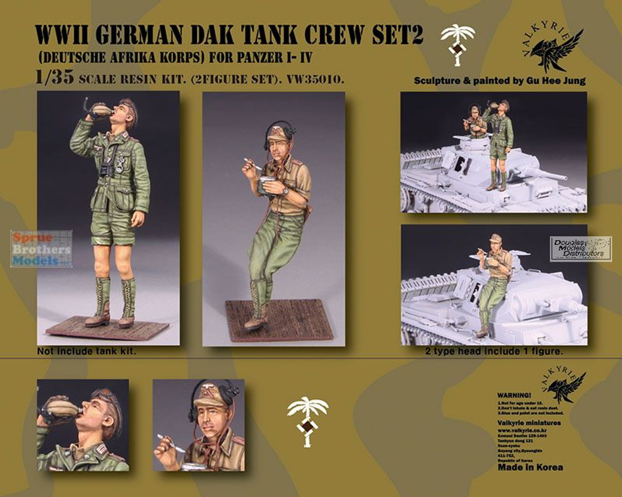 Paine Gillic Høj eksponering pastel VLK35010VW 1:35 Valkyrie Models - WW2 German DAK Tank Crew Figure Set 2 -  Sprue Brothers Models LLC