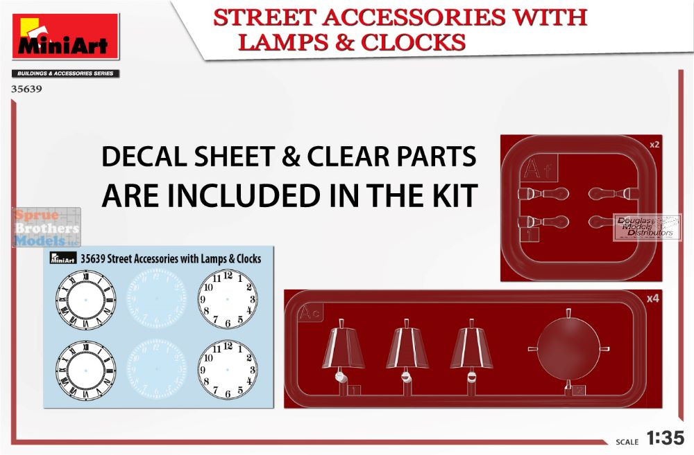 MIA35639 1:35 Miniart Street Accessories With Lamps & Clocks