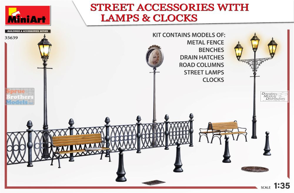 MINIMIRA MIA35639 1:35 Miniart Street Accessories With Lamps & Clocks