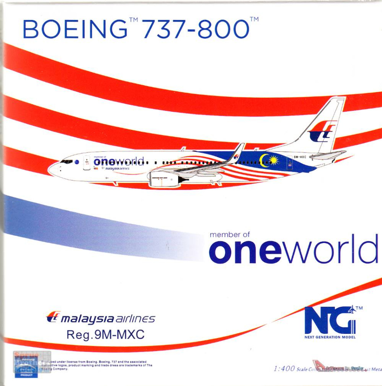 NGM58112 1:400 NG Model Malaysia Airlines B737-800(W) Reg #9M-MXC  'OneWorld' (pre-painted/pre-built)