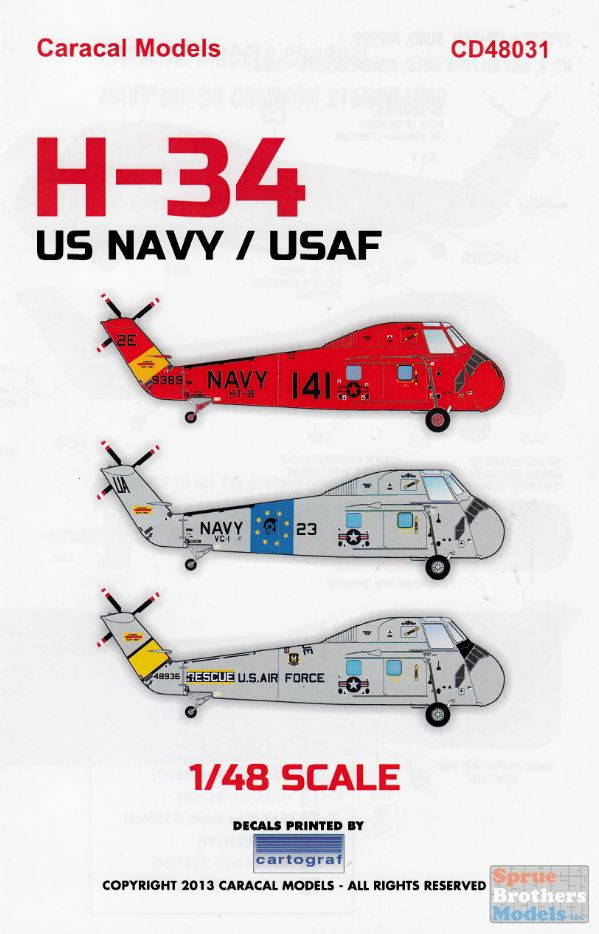 CARCD48031 1:48 Caracal Models Decals - H-34 Choctaw US Navy/USAF