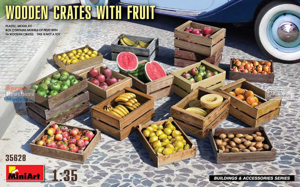 MIA35628 1:35 Miniart Wooden Crates with Fruit - Sprue Brothers
