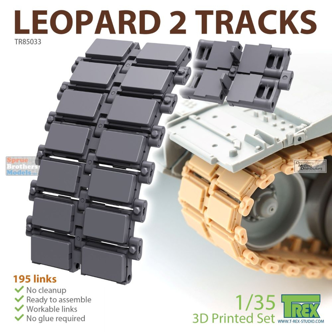 TRXTR85033 1:35 TRex - Leopard 2 Tracks - Sprue Brothers