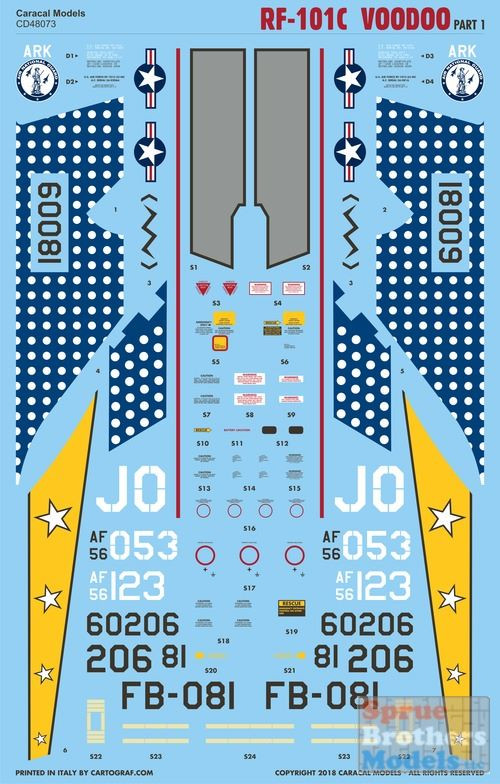 CARCD48073 1:48 Caracal Models Decals - RF-101C Voodoo Part 1
