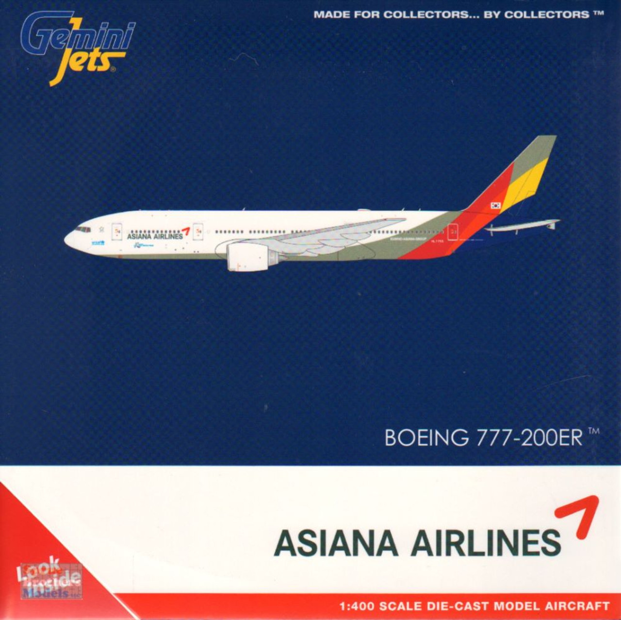 GEMGJ1367 1:400 Gemini Jets Asiana Airlines Boeing 777-200ER Reg #HL7755  (pre-painted/pre-built)