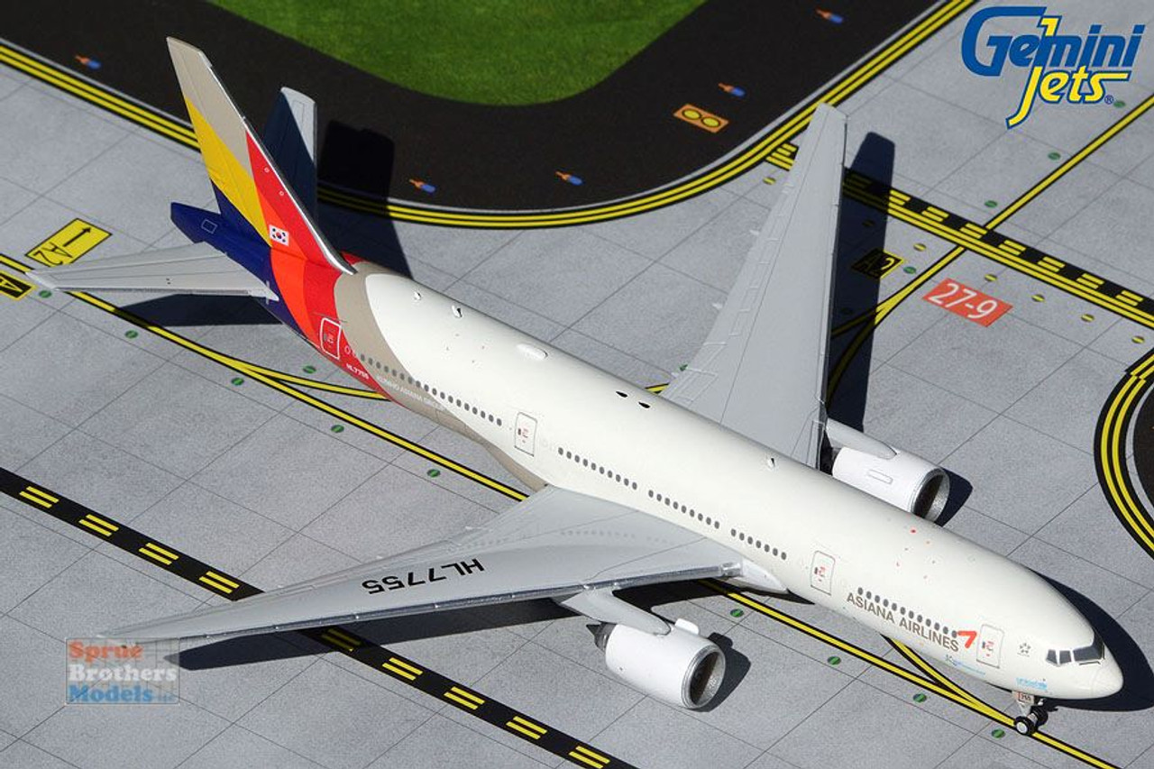 GEMGJ1367 1:400 Gemini Jets Asiana Airlines Boeing 777-200ER Reg #HL7755  (pre-painted/pre-built)