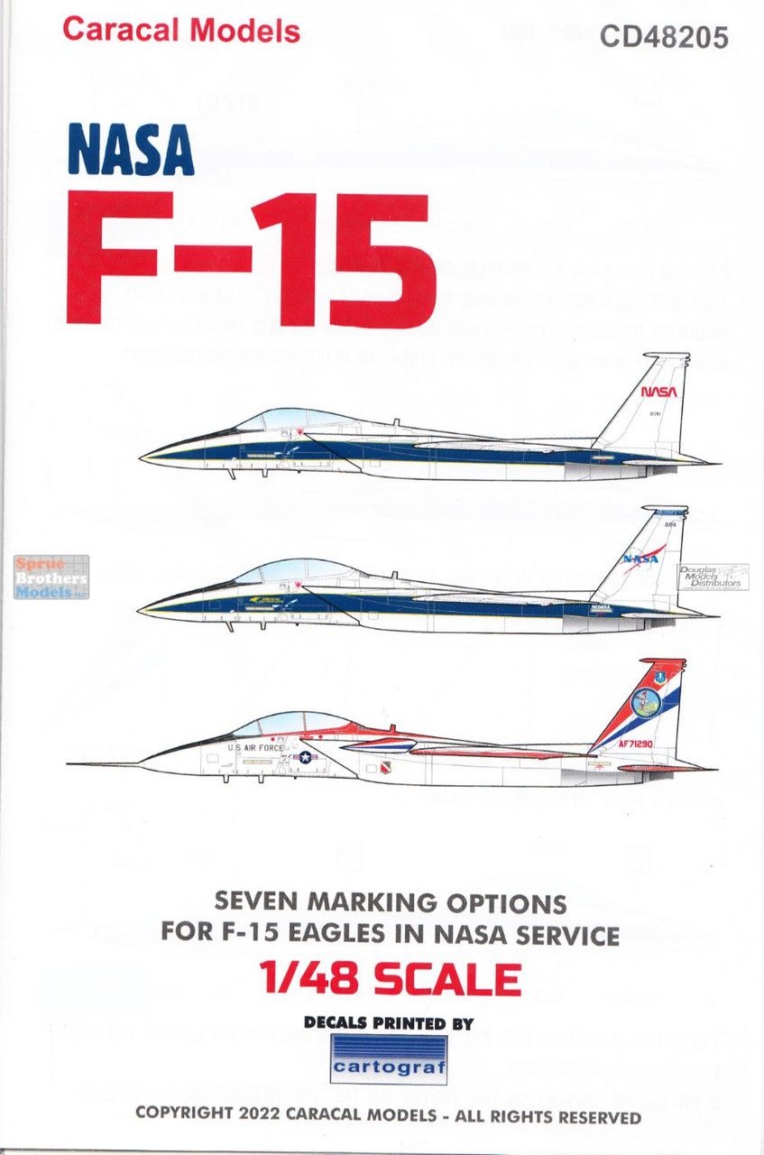CARCD48205 1:48 Caracal Models Decals - NASA F-15A F-15B F-15D