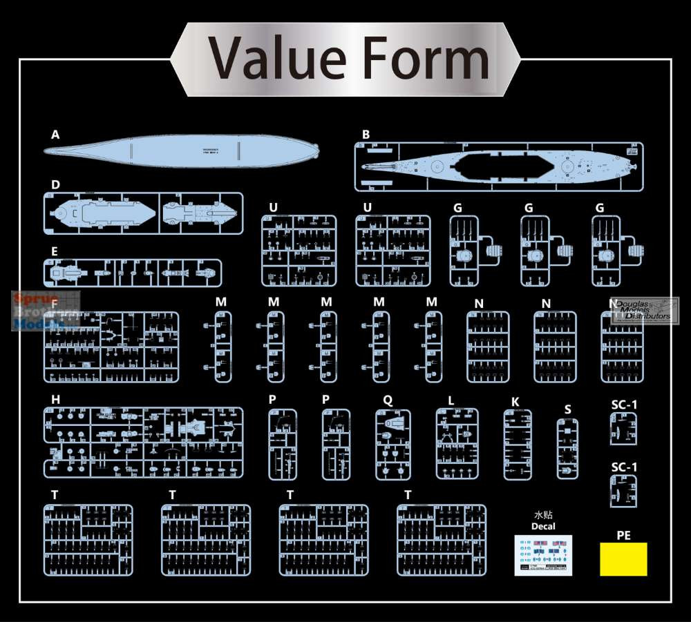 VEEV57003V 1:700 Vee Hobby USS Missouri BB-63 1945 - Sprue