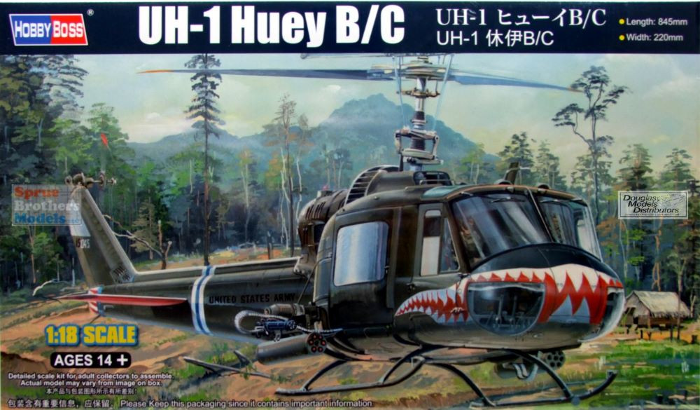 HBS81807 1:18 Hobby Boss UH-1B UH-1C Huey - Sprue Brothers Models LLC