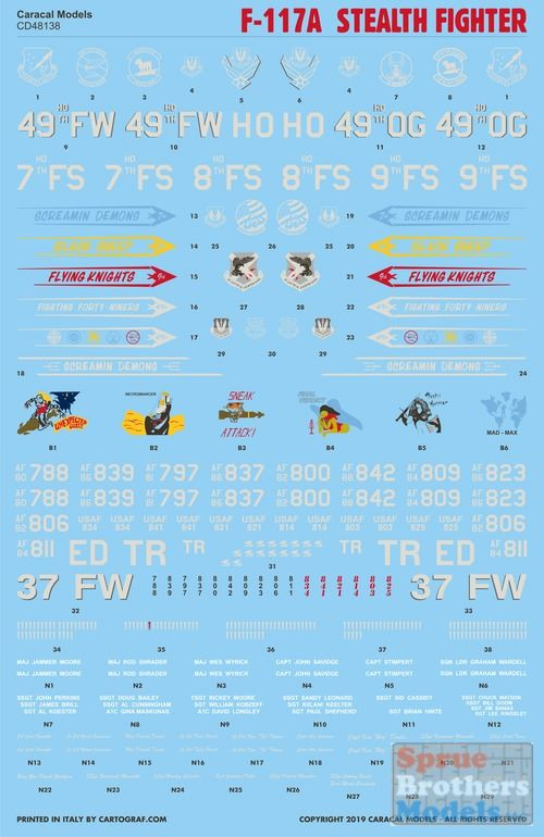 プラモデル 1/32 フジミ F-117A and デカール CARCD48138 1:48 Caracal Models Decals - F-117A Stealth Fighter