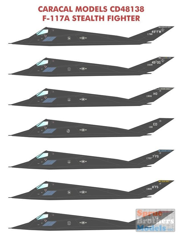 CARCD48138 1:48 Caracal Models Decals - F-117A Stealth Fighter