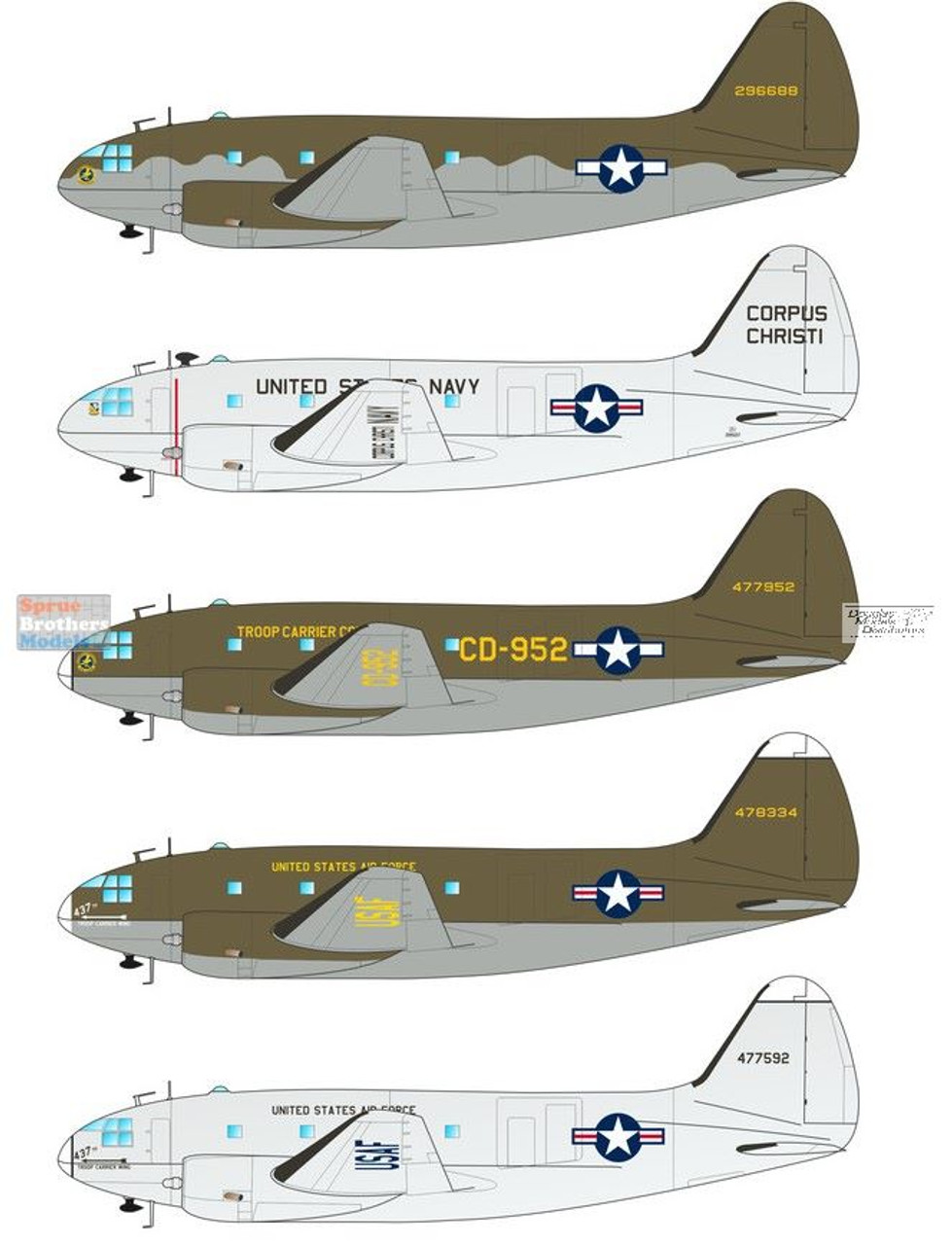 CARCD72093 1:72 Caracal Models Decals - C-46 Commando