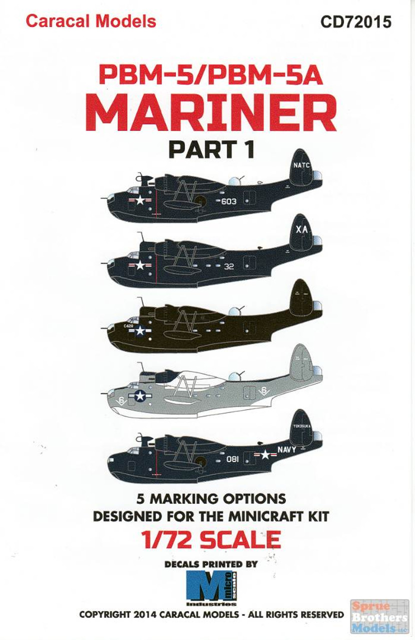 CARCD72015 1:72 Caracal Models Decals - PBM-5 PBM-5A Mariner Part 1