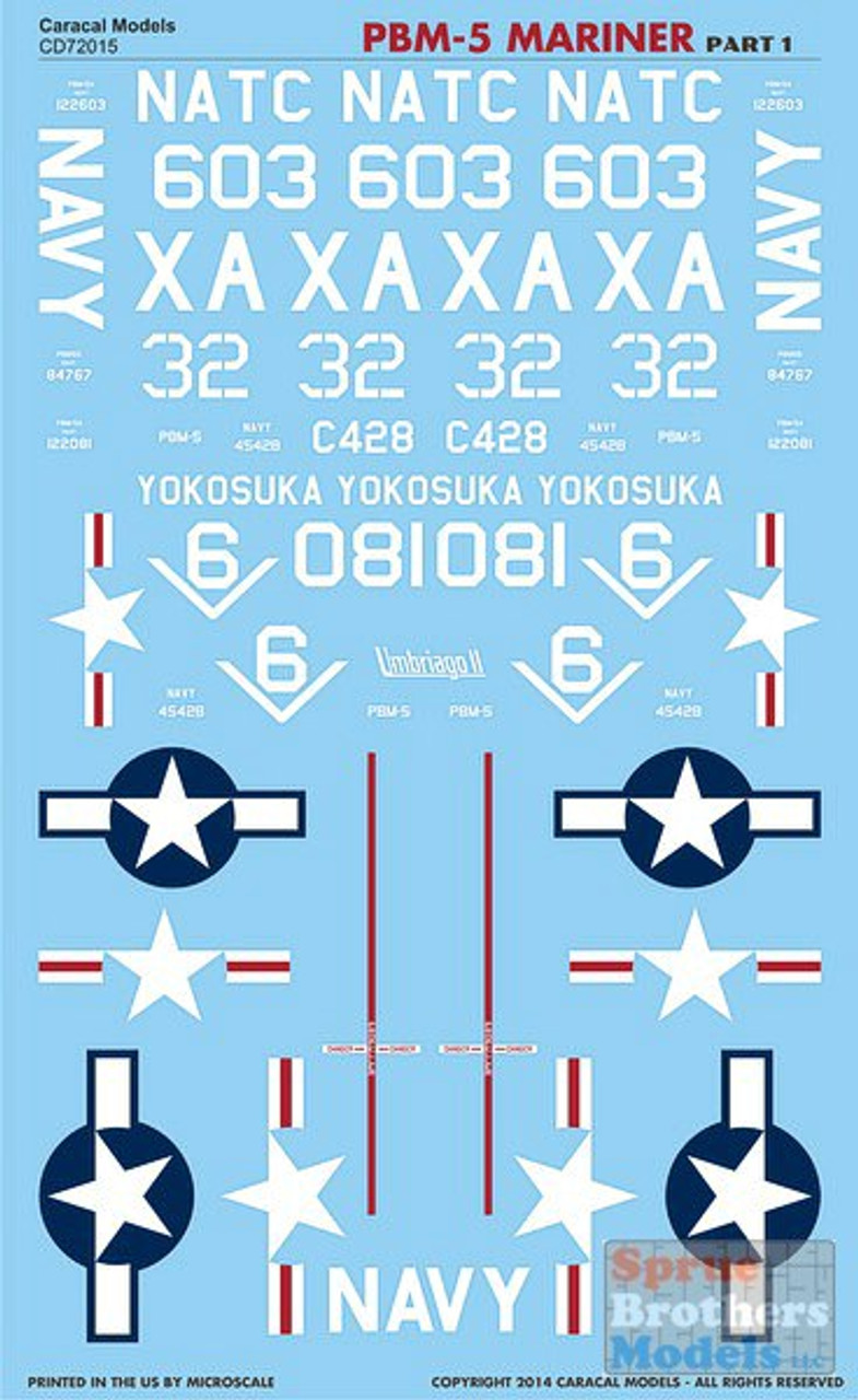 CARCD72015 1:72 Caracal Models Decals - PBM-5 PBM-5A Mariner Part 1