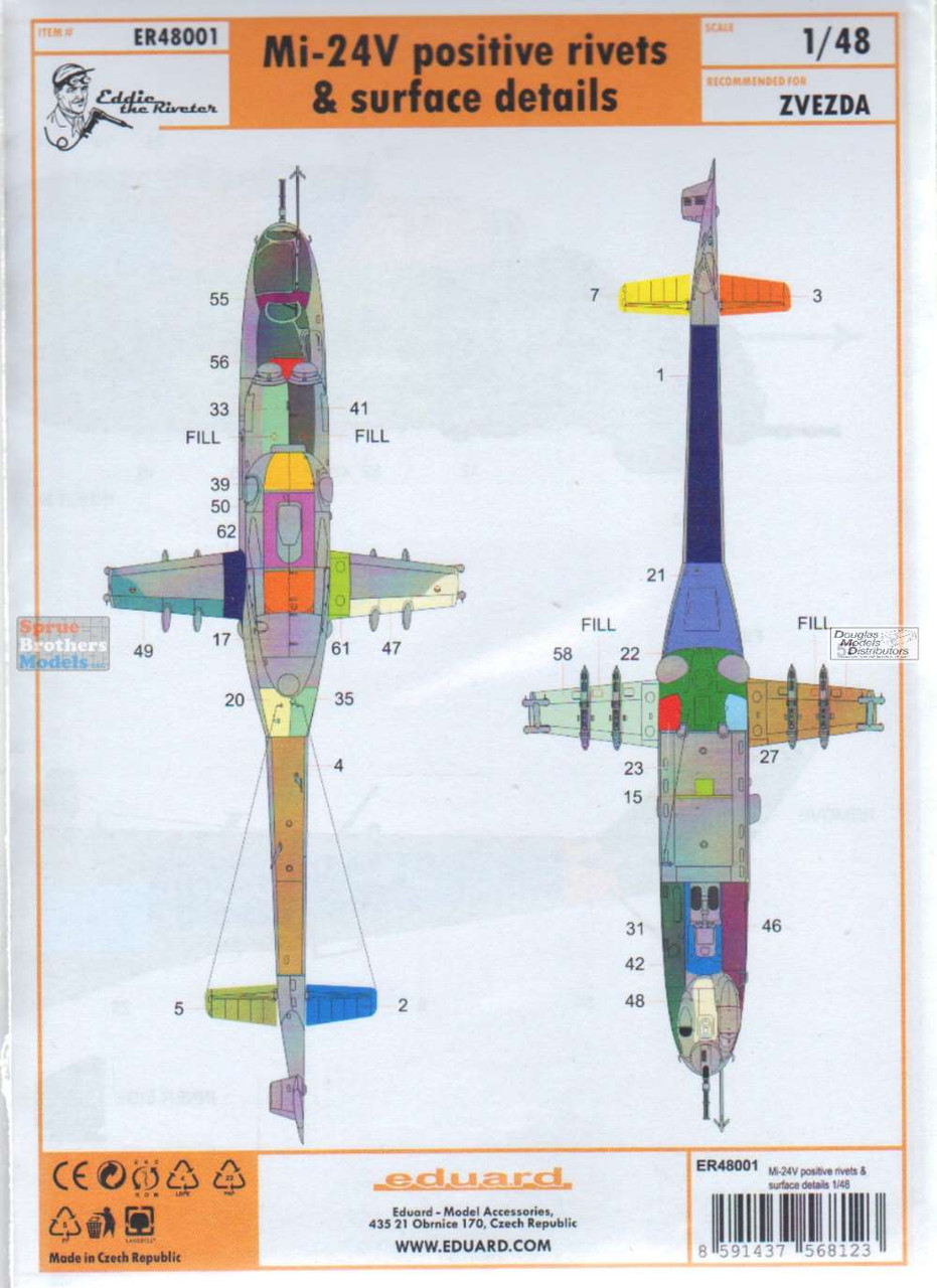 EDUER48001 1:48 Eduard Mi-24V Hind Positive Rivets & Surface