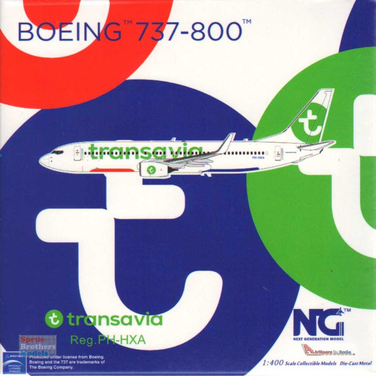 NGM58128 1:400 NG Model Transvia Airlines B737-800(W) Reg #PH-HXA  (pre-painted/pre-built)