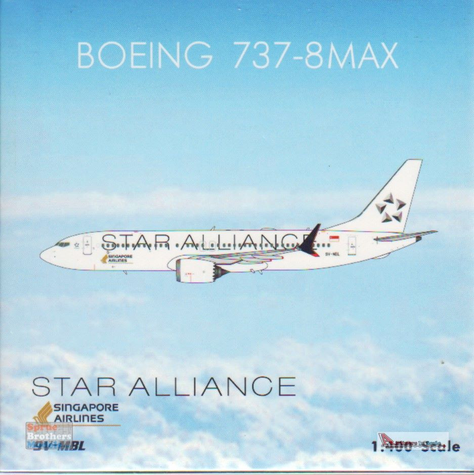 PHX04441 1:400 Phoenix Model Singapore Airlines B737-8 Max Reg #9V