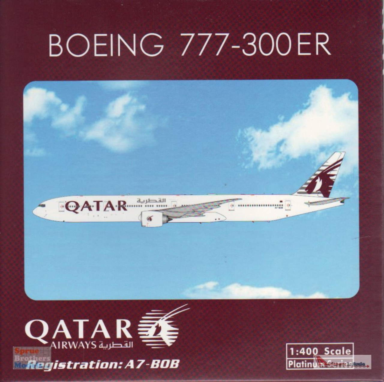 PHX11738 1:400 Phoenix Model Qatar Airways B777-300ER Reg #A7-BOB  (pre-painted/pre-built)