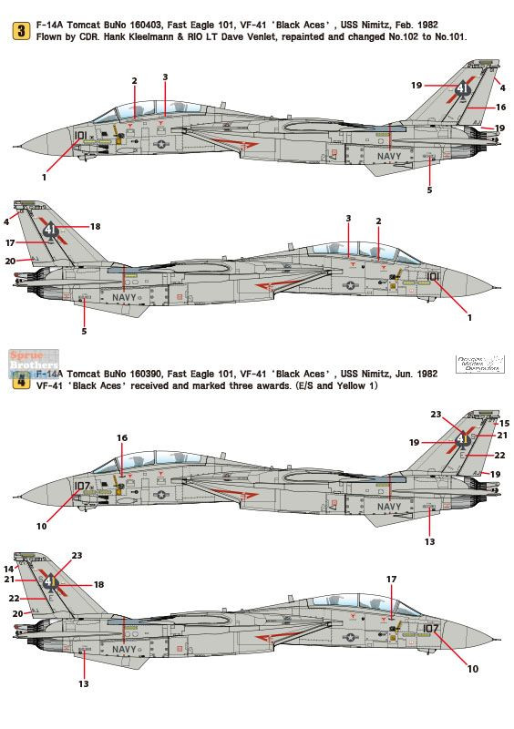WPDDEC72013 1:72 Wolfpack Decal - F-14A Tomcat Part 4 VF-41 Black