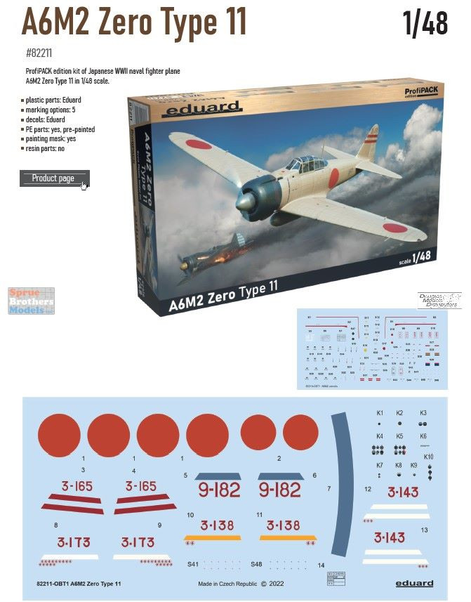 EDU82211 1:48 Eduard A6M2 Zero Type 11 ProfiPACK - Sprue Brothers