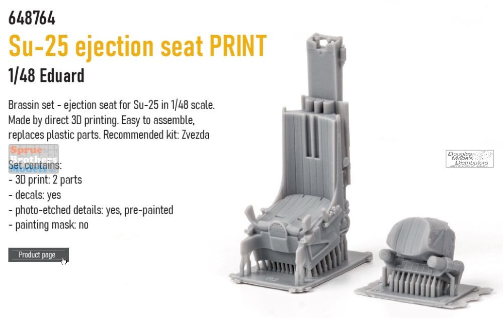 EDU648764 1:48 Eduard Brassin Print Su-25 Frogfoot Ejection Seat