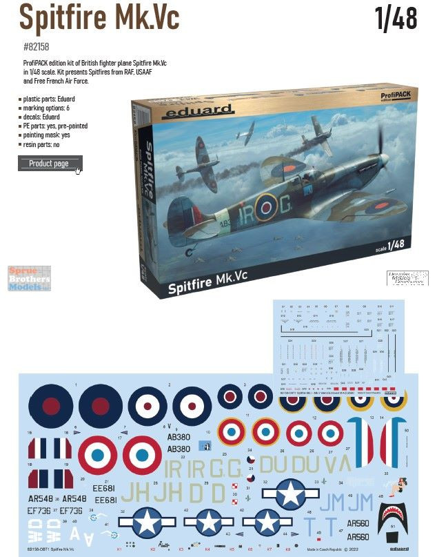 EDU82158 1:48 Eduard Spitfire Mk.Vc ProfiPACK - Sprue Brothers