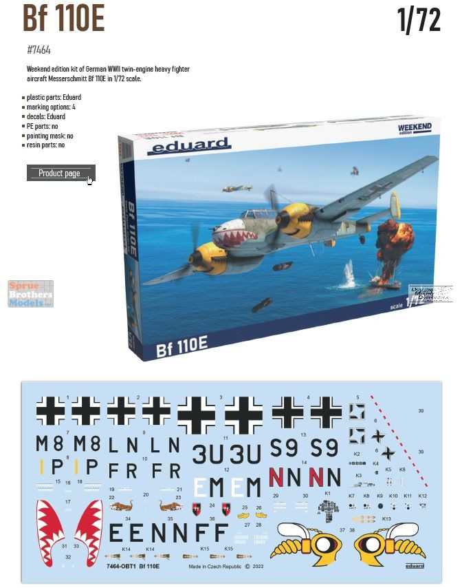 EDU07464 1:72 Eduard Bf110E Weekend Edition - Sprue Brothers